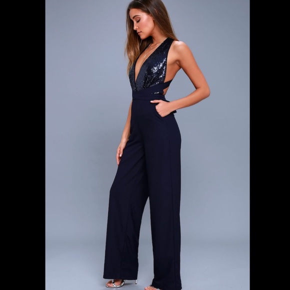 formal navy jumpsuit